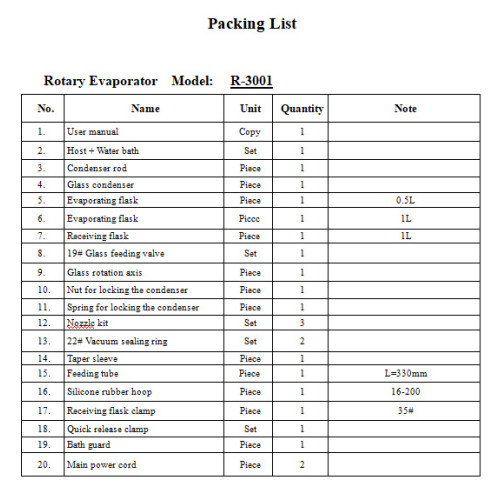 Rotary evaporator R-3001