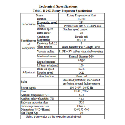 Rotary evaporator R-3001