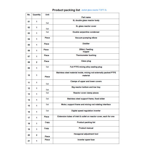 Reactor de vidrio con camisa (reactor de vidrio doble) TOPT-5L
