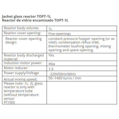 TOPT-1L Glass Jacketed Reactor (Double glass reactor) 