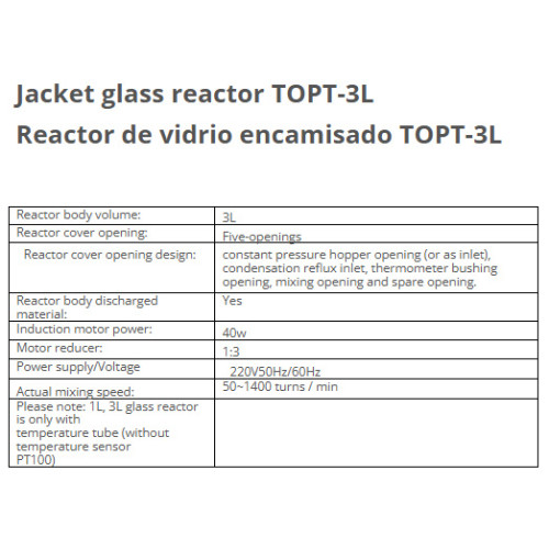TOPT-3L jacketed glass reactor (double glass reactor)