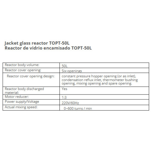 Glass Jacketed Reactor (Double Glass Reactor) TOPT-50L